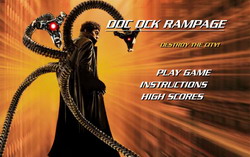 gioco in flash di spiderman con octopus che distrugge la città