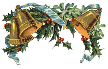campane di natale decorate e con foglie verdi